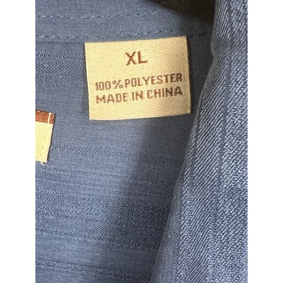 Havanera Men's Blue Shirt Solid Button Down Long Sleeve Tropical Beach Size XL - Picture 5 of 5